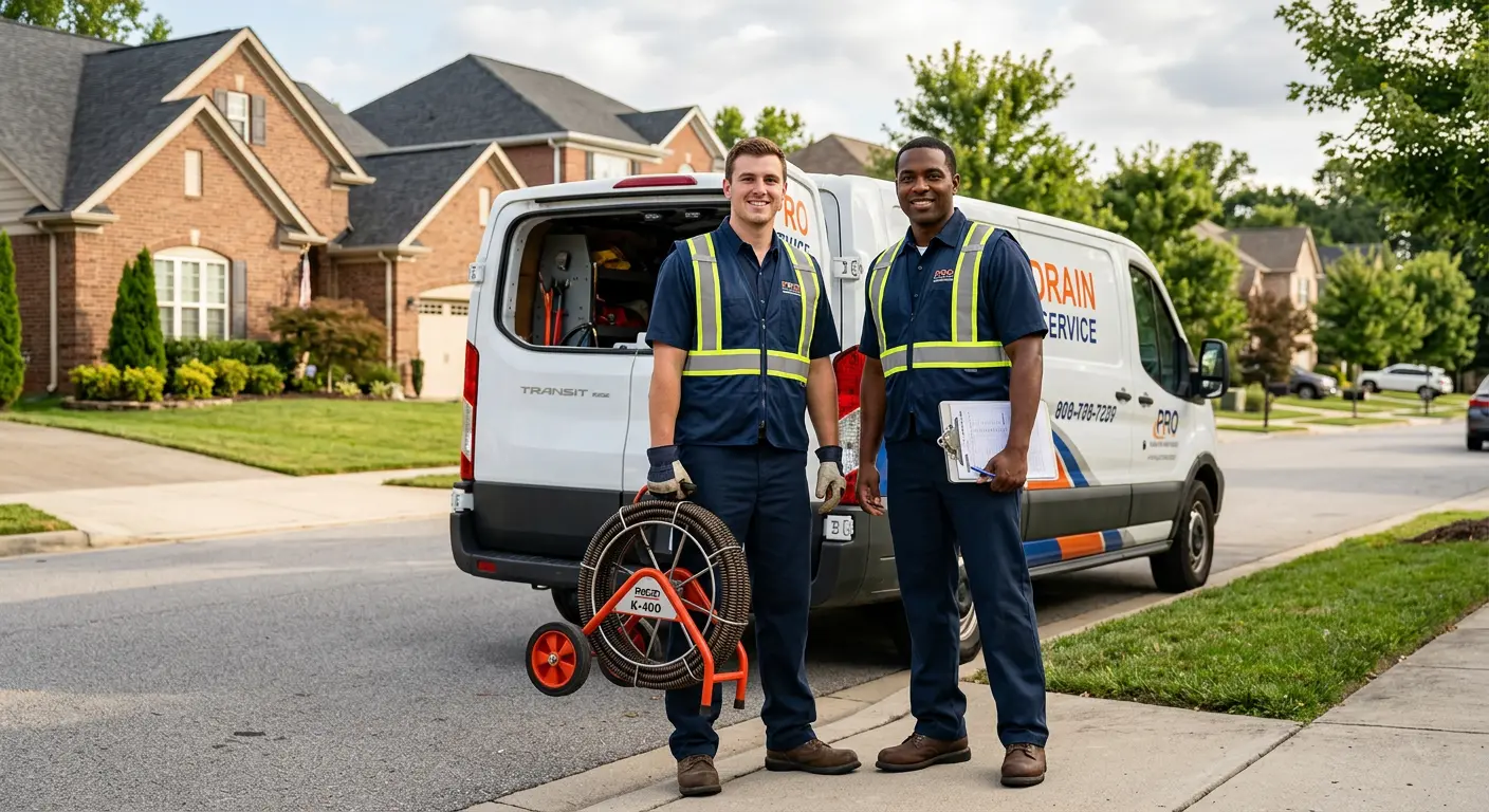 Sewer and drain service team with equipment ready for work in Mesquite