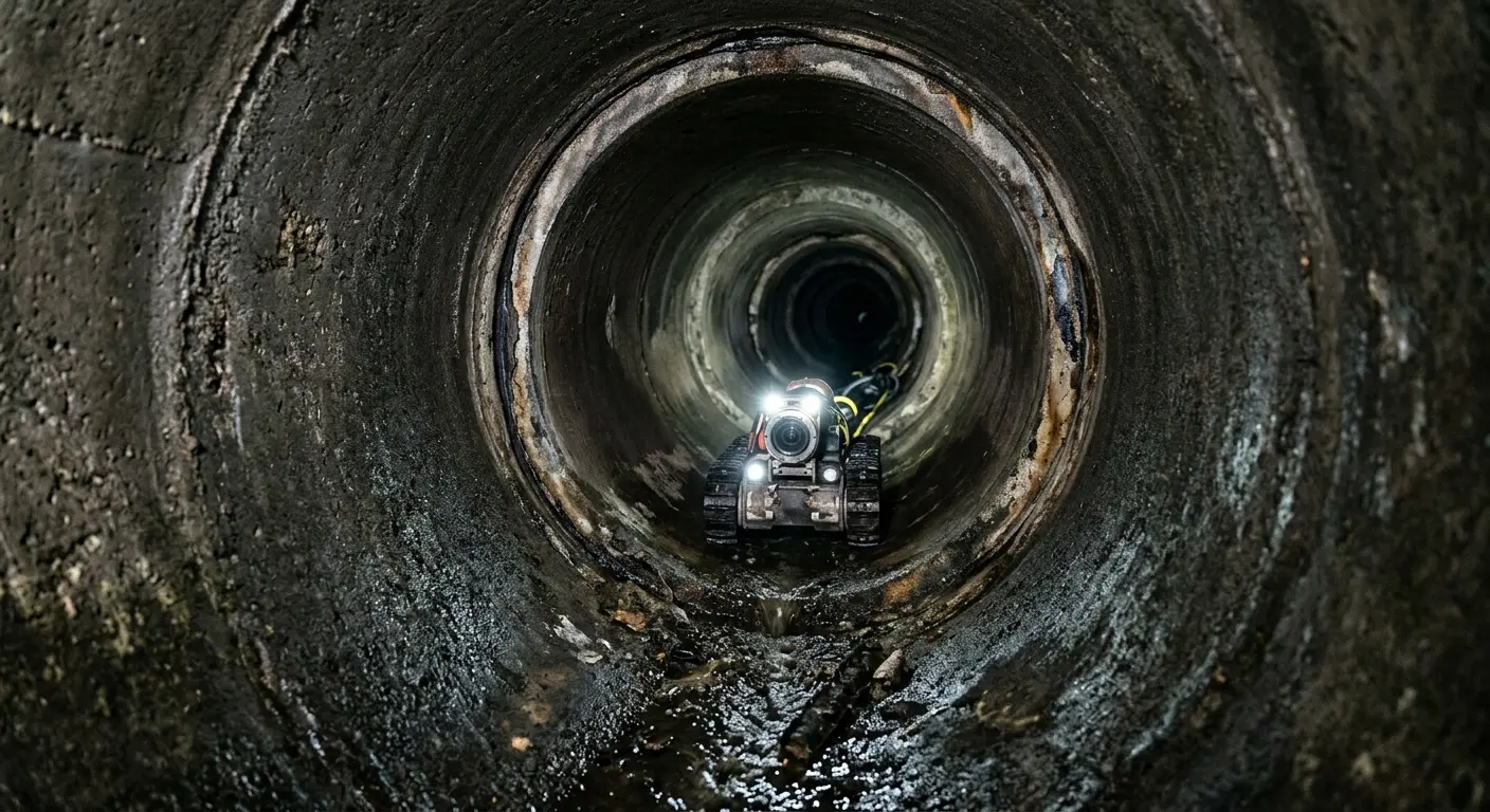 Robotic sewer camera inspecting pipe interior for Sewer Line Repair in Mesquite